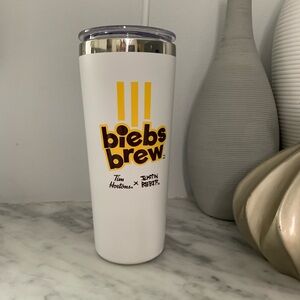 Biebs Brew Tim Hortons x Justin Bieber White Travel Tumbler